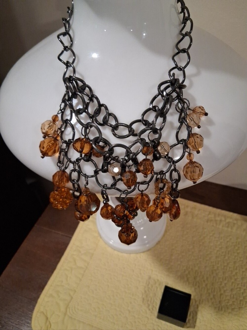 Amber Crystal Cascade Statement Necklace Nena